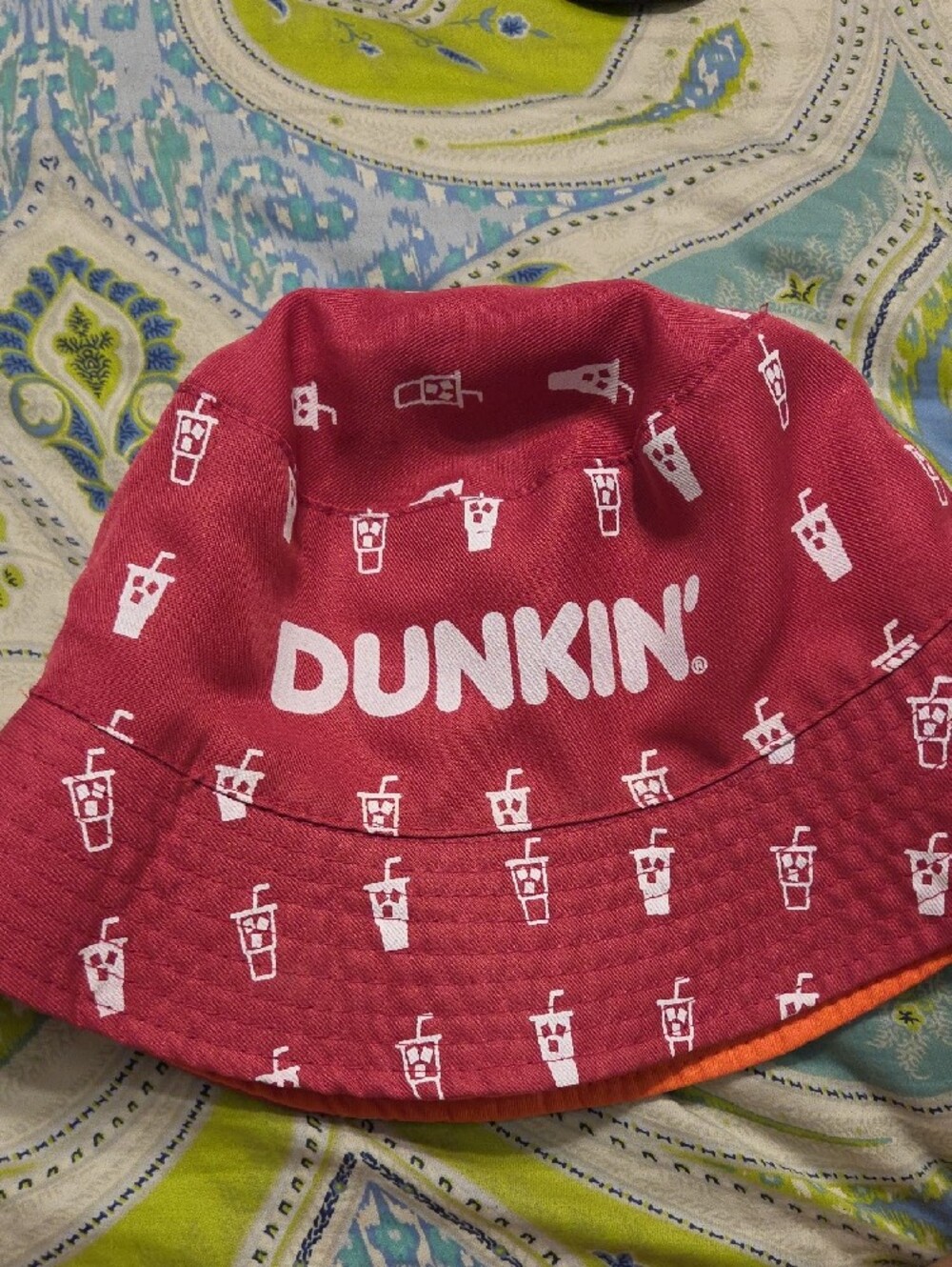 DUNKIN' Orange Logo Bucket Hat Iced Coffee
